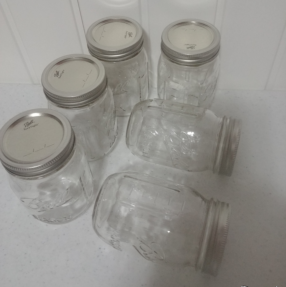 Set of 6 ball Mason jars ~16oz